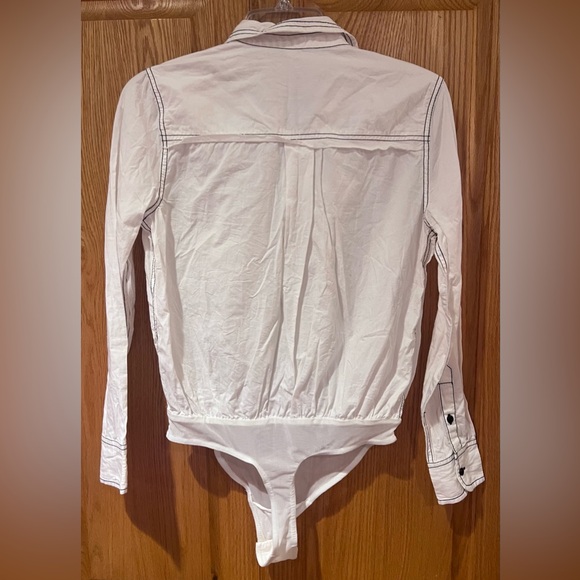 Free People Power Move Bodysuit Top White with Black Contrast Stitching Size XS - Picture 13 of 16